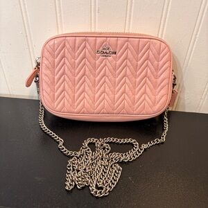 COACH Quilted Pink Leather Chain Crossbody
Bag